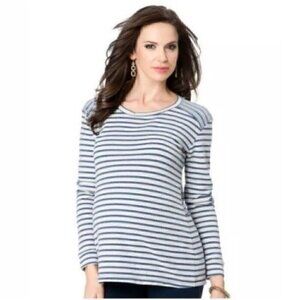 Splendid Top Maternity M Long Sleeve Striped Scoop Neck Baby Bump Comfortable